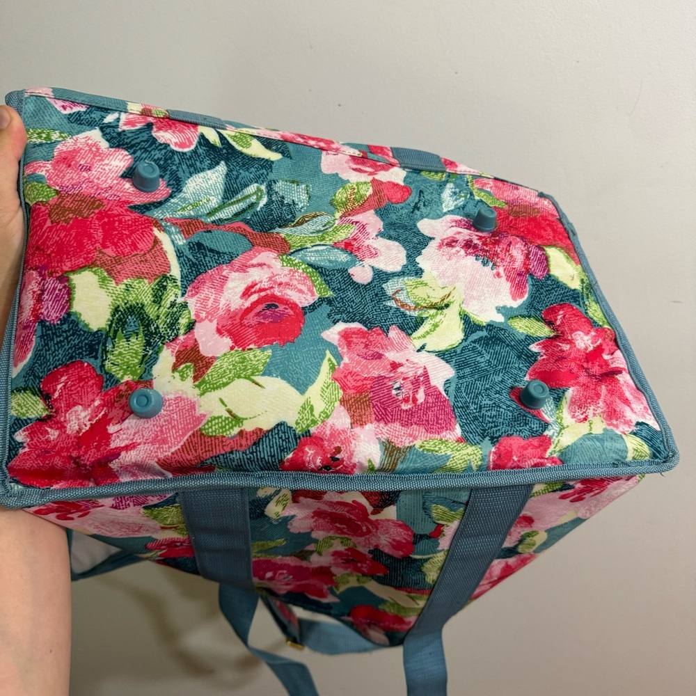 Vera Bradley Floral Insulated Cooler Tote Bag Teal Pink Lunch Travel - Picture 4 of 4